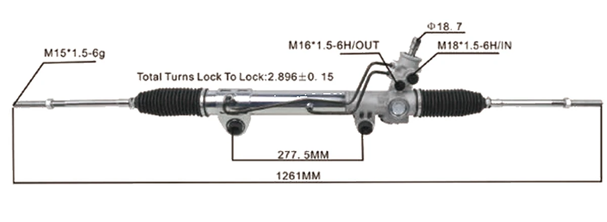 Crémaillères de direction — Dodge Dakota 2WD 1997–2004 — 52039207AC / 52106477AC / 52106477AF